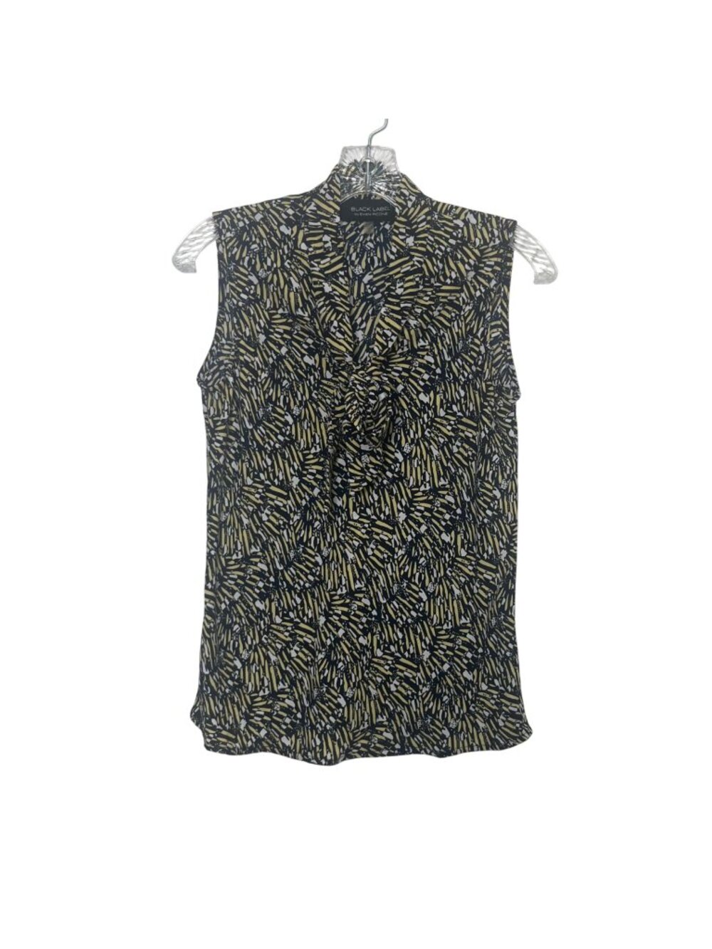 Evan Picone Sleeveless Patterned Blouse Womens XS Blue Yellow New Black Label